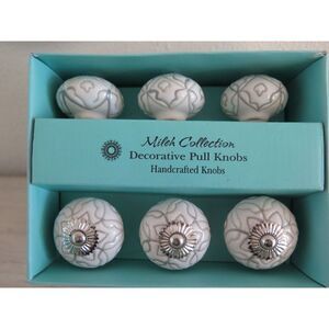 Instant Furniture Update Gray & White Decorative Ceramic Pull Knobs, Set Of 6